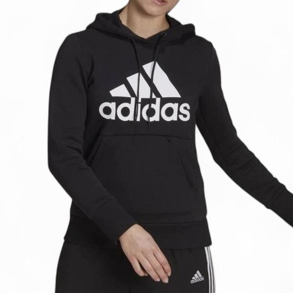 Adidas Women's Black Badge of Sport Overhead Pullover Fleece Hoodie- size Small - Picture 1 of 6